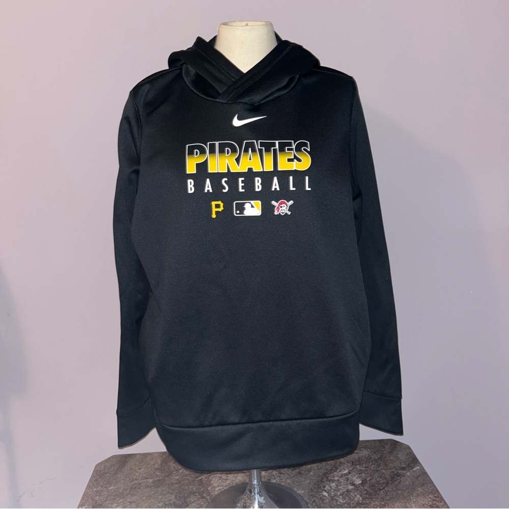 Nike Dri-Fit Therma Pullover Hoodie Black Youth Boys Pittsburgh Pirates Sz XL